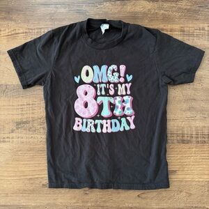 Girls 8th Birthday Shirt S Tough Small Omg Bday T-shirt Black Colorful 8